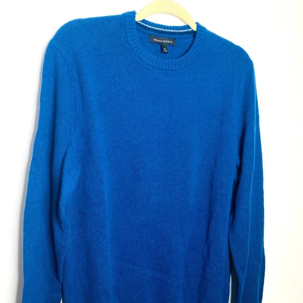 Banana Republic Teal Merino Wool Blend Crewneck Pullover Soft Knit Sweater Sz M